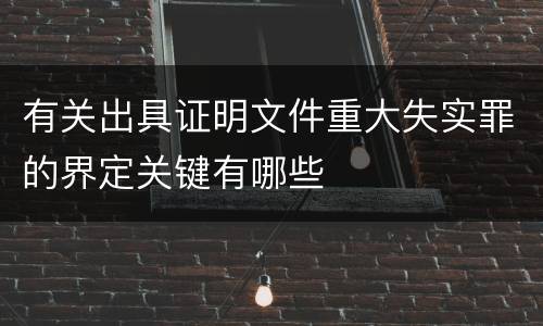 有关出具证明文件重大失实罪的界定关键有哪些