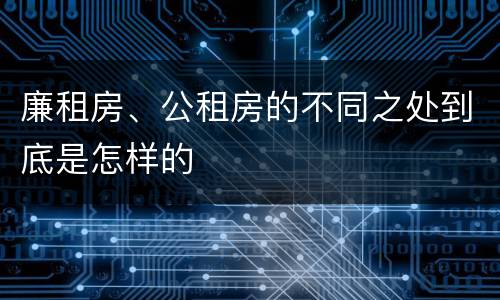 廉租房、公租房的不同之处到底是怎样的