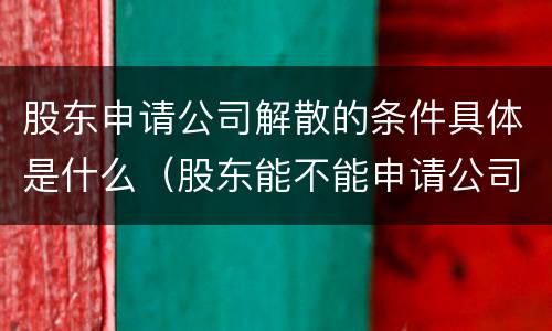 股东申请公司解散的条件具体是什么（股东能不能申请公司解散）