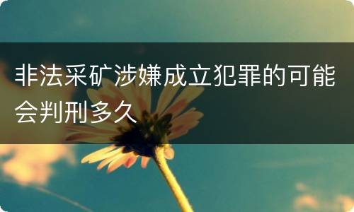 非法采矿涉嫌成立犯罪的可能会判刑多久