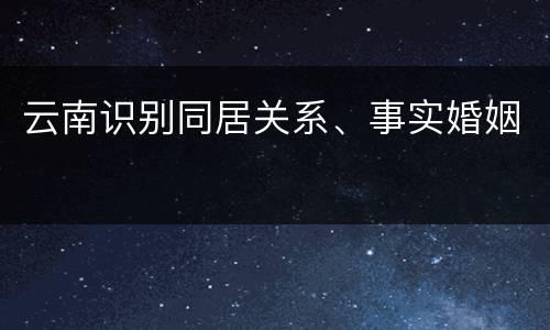 云南识别同居关系、事实婚姻