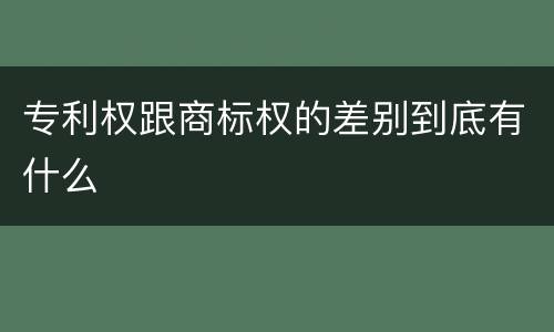 专利权跟商标权的差别到底有什么