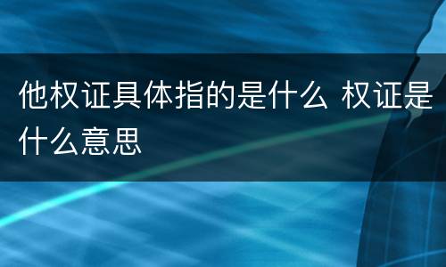 他权证具体指的是什么 权证是什么意思