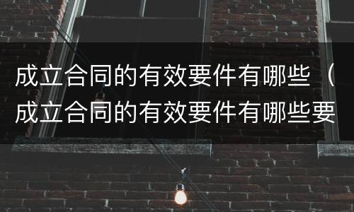 成立合同的有效要件有哪些（成立合同的有效要件有哪些要求）
