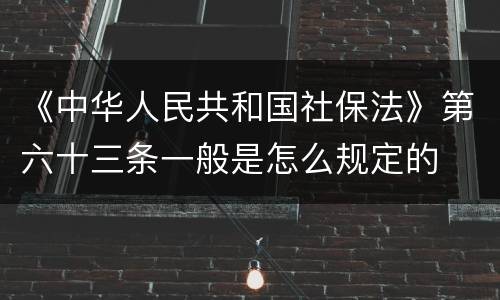 《中华人民共和国社保法》第六十三条一般是怎么规定的