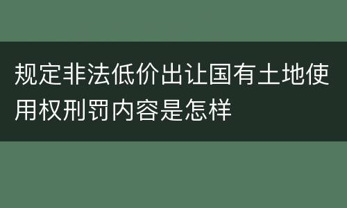 规定非法低价出让国有土地使用权刑罚内容是怎样