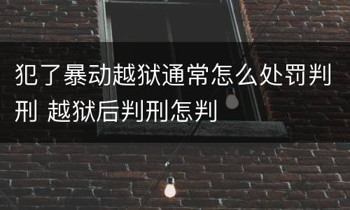 犯了暴动越狱通常怎么处罚判刑 越狱后判刑怎判