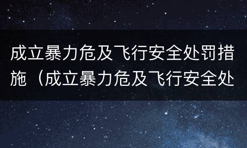 成立暴力危及飞行安全处罚措施（成立暴力危及飞行安全处罚措施）