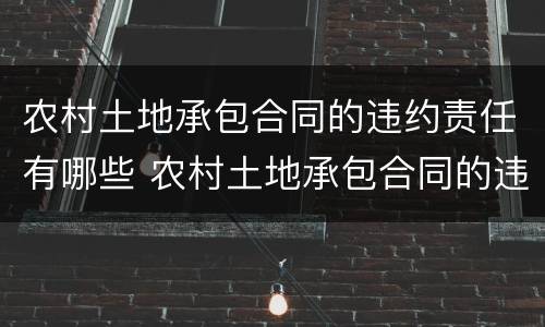 农村土地承包合同的违约责任有哪些 农村土地承包合同的违约责任有哪些呢