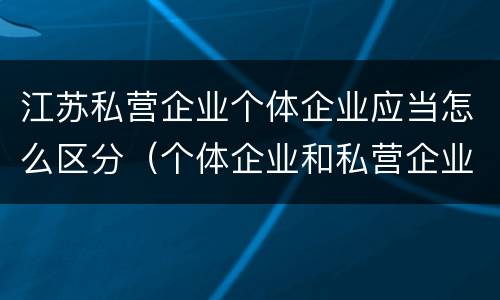 江苏私营企业个体企业应当怎么区分（个体企业和私营企业）