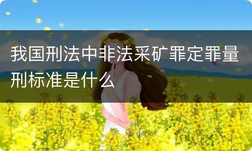 我国刑法中非法采矿罪定罪量刑标准是什么