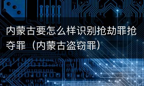 内蒙古要怎么样识别抢劫罪抢夺罪（内蒙古盗窃罪）