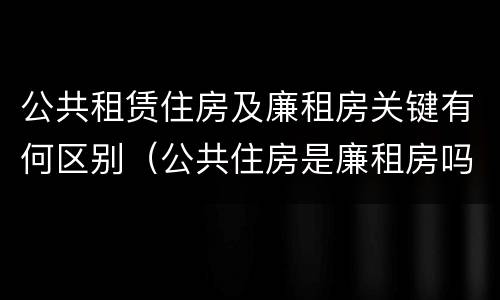 公共租赁住房及廉租房关键有何区别（公共住房是廉租房吗）