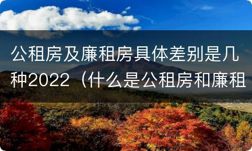 公租房及廉租房具体差别是几种2022（什么是公租房和廉租房）