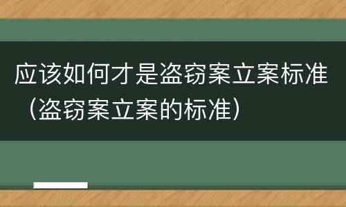 应该如何才是盗窃案立案标准（盗窃案立案的标准）