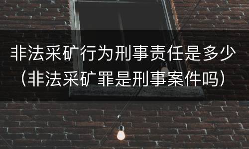 非法采矿行为刑事责任是多少（非法采矿罪是刑事案件吗）