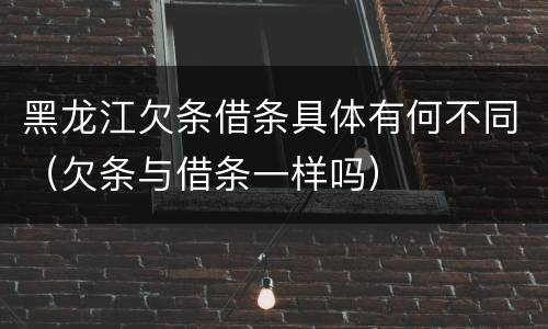 黑龙江欠条借条具体有何不同（欠条与借条一样吗）