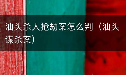 汕头杀人抢劫案怎么判（汕头谋杀案）