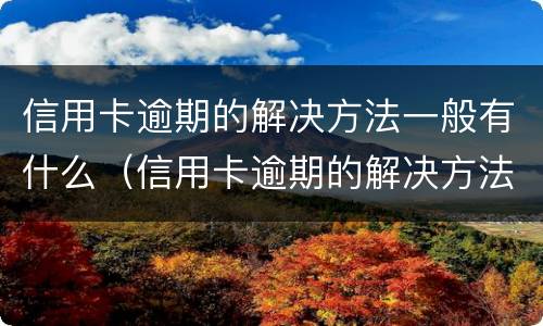 信用卡逾期的解决方法一般有什么（信用卡逾期的解决方法一般有什么问题）