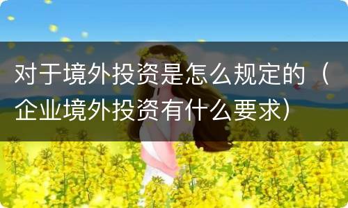 对于境外投资是怎么规定的（企业境外投资有什么要求）