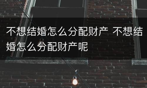 不想结婚怎么分配财产 不想结婚怎么分配财产呢