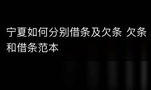 宁夏如何分别借条及欠条 欠条和借条范本