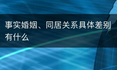 事实婚姻、同居关系具体差别有什么