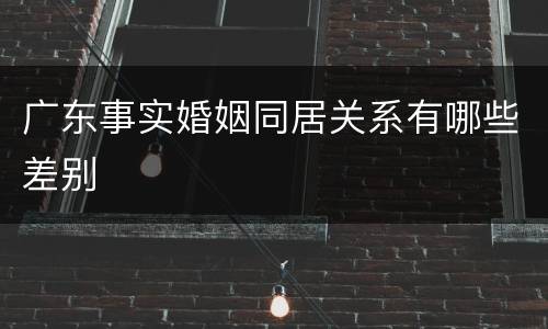 广东事实婚姻同居关系有哪些差别