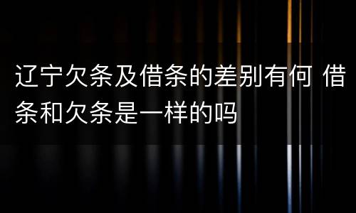 辽宁欠条及借条的差别有何 借条和欠条是一样的吗