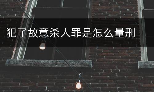 犯了故意杀人罪是怎么量刑
