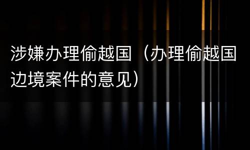 涉嫌办理偷越国（办理偷越国边境案件的意见）