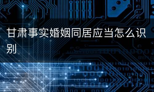 甘肃事实婚姻同居应当怎么识别