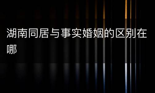 湖南同居与事实婚姻的区别在哪