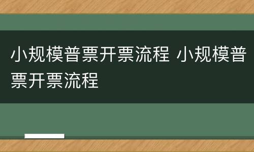 小规模普票开票流程 小规模普票开票流程
