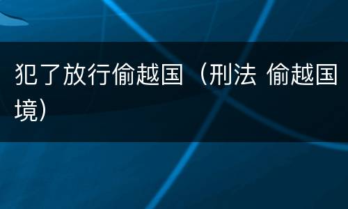 犯了放行偷越国（刑法 偷越国境）