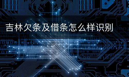 吉林欠条及借条怎么样识别