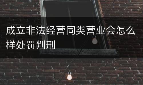 成立非法经营同类营业会怎么样处罚判刑