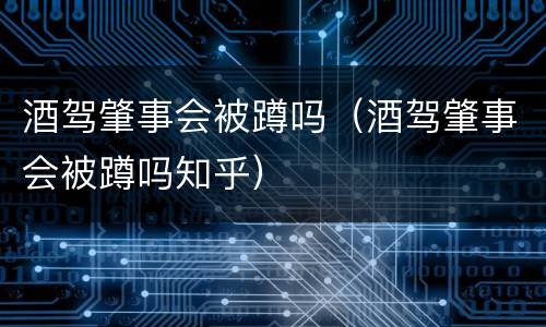 酒驾肇事会被蹲吗（酒驾肇事会被蹲吗知乎）