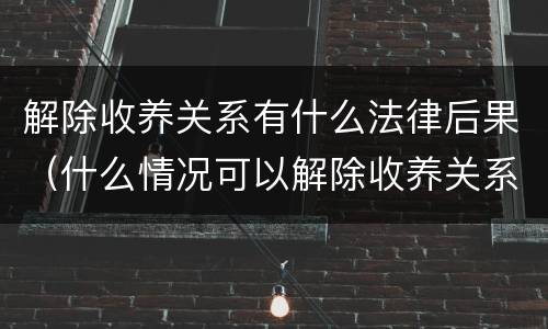 解除收养关系有什么法律后果（什么情况可以解除收养关系）