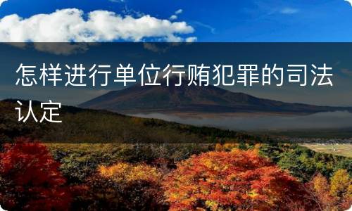 怎样进行单位行贿犯罪的司法认定
