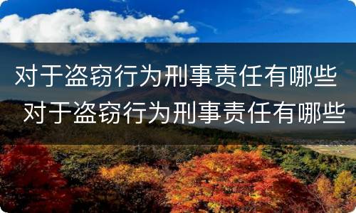 对于盗窃行为刑事责任有哪些 对于盗窃行为刑事责任有哪些认定