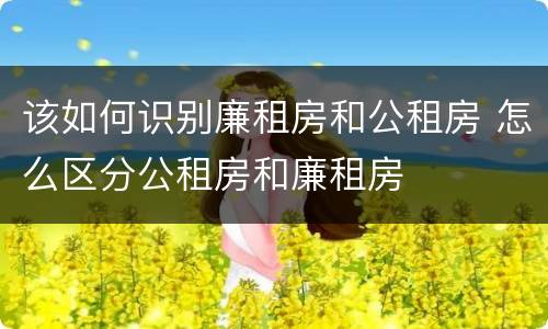 该如何识别廉租房和公租房 怎么区分公租房和廉租房