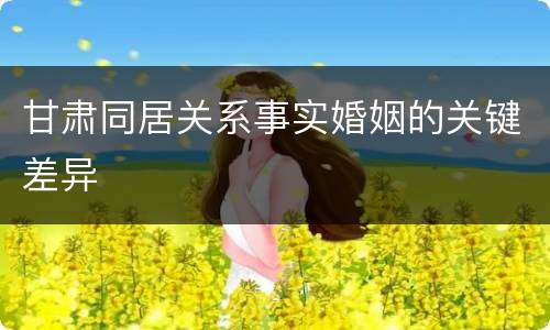 甘肃同居关系事实婚姻的关键差异