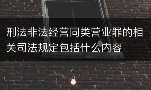 刑法非法经营同类营业罪的相关司法规定包括什么内容