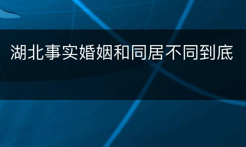 湖北事实婚姻和同居不同到底