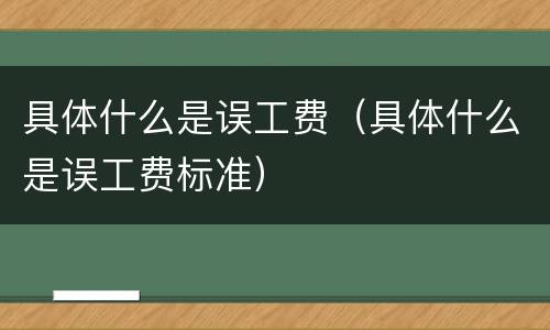 具体什么是误工费（具体什么是误工费标准）