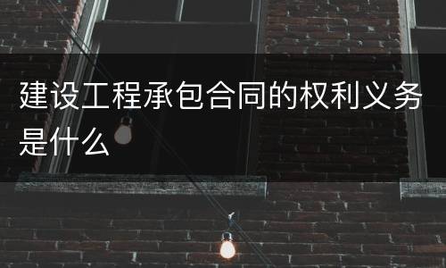 建设工程承包合同的权利义务是什么