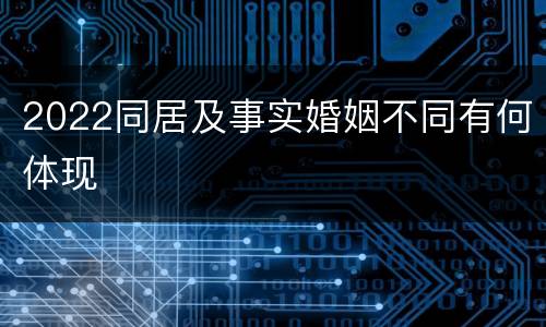 2022同居及事实婚姻不同有何体现