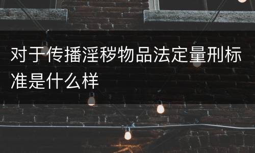 对于传播淫秽物品法定量刑标准是什么样
