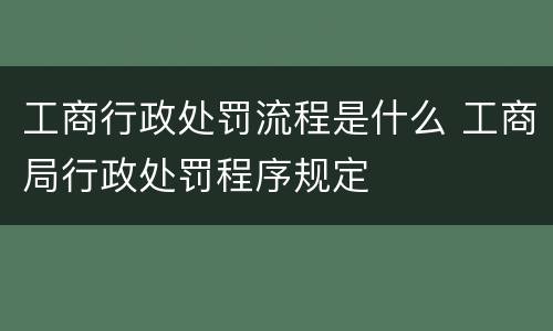 工商行政处罚流程是什么 工商局行政处罚程序规定